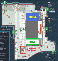 Container location marked on map