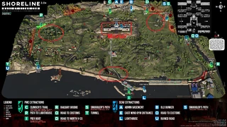 Zone des frappes du littoral indiquée sur la carte