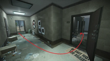 Hallway to apartment 63 and the living room