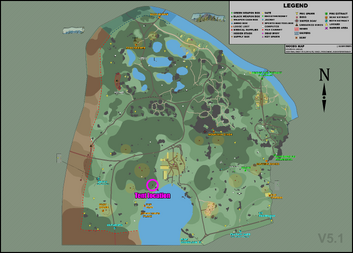 Emplacement de la tente indiqué sur la carte