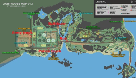 Vehicles marked on map