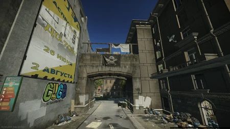 La passerelle depuis la rue