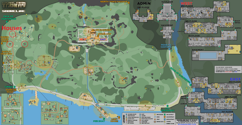 Emplacement des maisons indiqué sur la carte