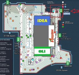 Station électrique indiquée sur la carte