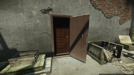 La porte de l'appartement depuis la passerelle