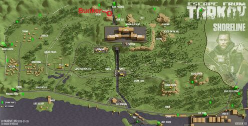 Emplacement du bunker indiqué sur la carte