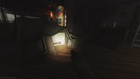 2. À côté des caisses en bois dans la zone clôturée à l’intérieur du magasin Kiba Arms.