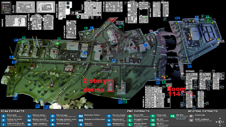 Emplacement de la clé 114 et de la chambre 114 indiqué sur la carte