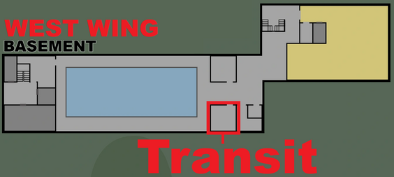 Location marked on west wing basement map