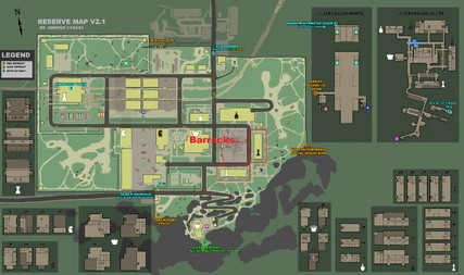 Barracks locations marked on map
