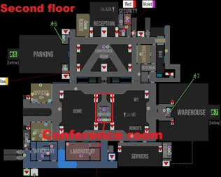 Salle de conférence indiquée sur la carte