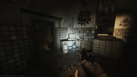 Stashing location 2 at the table with the portable stove top in the hallway