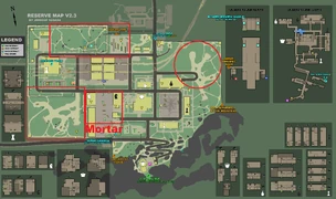 Zone des frappes de la base militaire indiquée sur la carte