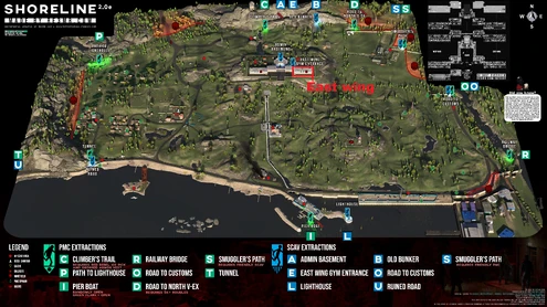 Emplacement de l'aile est de la station thermale indiqué sur la carte