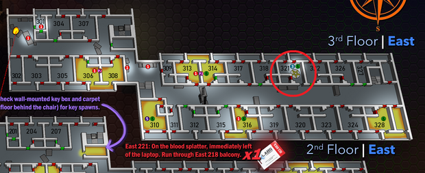 Room location marked on east wing map