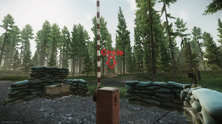 Vue en direction du lieu de rituel depuis le checkpoint