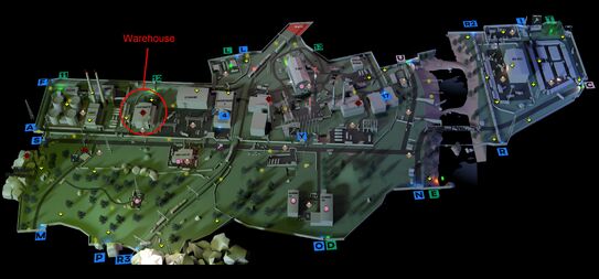 Emplacement de l'entrepôt indiqué sur la carte