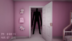 Kitty in Kitty's level/house (level 974) is literally just a picture of  slenderman. I drew red rings so you can clearly see that it's the same  picture. : r/backrooms