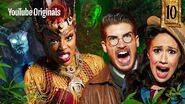 Colleen alongside Joey Graceffa, The Collector, The Carnival Master, and Benjamin (The Man with No Name) in the thumbnail of The Collector Returns