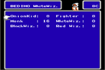 Pantalla de Seleccion de Trabajo FFIII NES