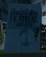 Cartel del Shady Palms Hospital, Vice City Beach.