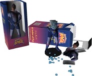 Pastillas de drogas dentro de una figura de acción de Furia Impotente falsa.