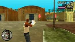 Vic eliminando a los matones.
