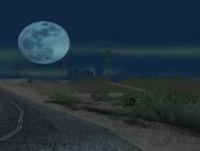 Un poco más adelante, la vista de San Fierro, con una gran luna al fondo