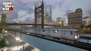 Imagen promocional de un tren en Grand Theft Auto: The Trilogy – The Definitive Edition.