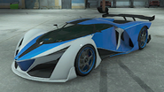 El X80 Proto de color único con matrícula TURB0 en GTA Online: Importaciones/Exportaciones.