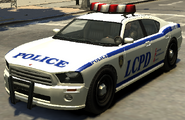 Un Police Buffalo del LCPD en Grand Theft Auto: The Ballad of Gay Tony (Multijugador).