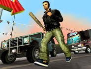 Claude (beta) con un bate en Harwood, GTA III.