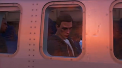 El personaje en el avión que lo trae a Los Santos.