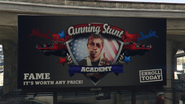 Dukes beta rojos en el cartel de Cunning Stunt Academy.