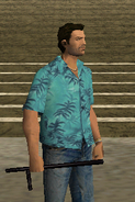 Tommy Vercetti con una porra en GTA: VC.