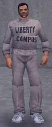 Donald Love con su traje deportivo del Liberty Campus en Grand Theft Auto III.