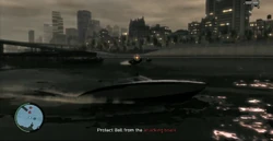 Niko y Phil escapando con las lanchas con drogas.