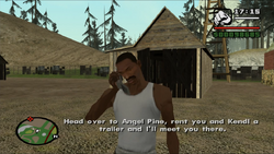 Carl pidiéndole a César que vaya con Kendl a Angel Pine.