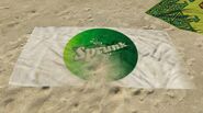 Una toalla playera de Sprunk.