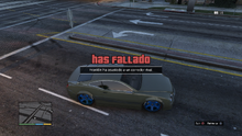 Has fallado en GTA V (versiones de PS3 y Xbox 360) (Traducción castellana) (utilizada en carreras ya sea urbanas, todoterreno y marítimas).