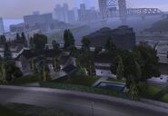 Vista aérea de Bosque de Cedros en GTA III.