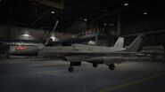 Un P-996 Lazer en un hangar.