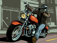 Artwork de un motociclista en una Freeway