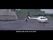 Catalina huyendo en helicóptero.