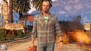 TrevorGTAVPC.jpg (3,8 MB) Trevor incendiando una Gang Burrito con el Bidón de gasolina.