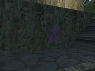 La escalera de la salida (parte derecha), también se puede ver un graffiti de los Ballas.