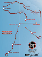 El mapa que muestra las ubicaiones de las estaciones del metro ligero.