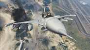 Imagen cinematica del P-996 Lazer en el Social Club de Rockstar Games del 2019 (GTA V).