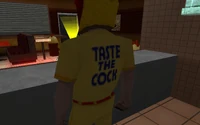 Tastethecock.jpg (77 kB) Slogan en el uniforme de los empleados.