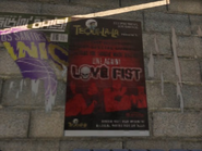 Afiche publicitario de los Love Fist.